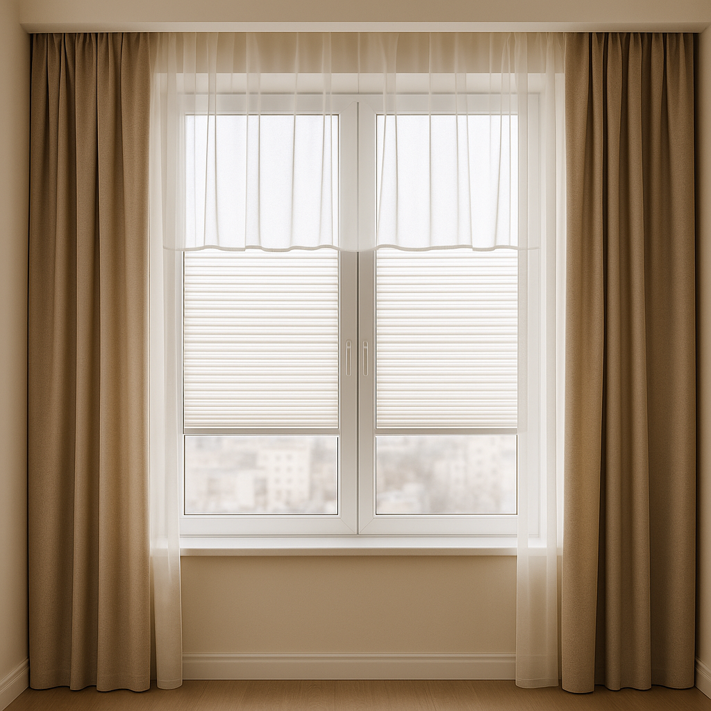 plisy z zasłonami i firanami