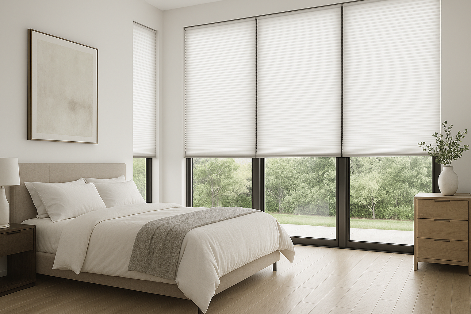 markowe plisy w sypialni