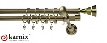 ***Karnisz Ryflowany Podwójny IMPERIA RYFEL 16/16mm antyk mosiądz