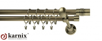 Karnisze Podwójne Ryflowane CYLINDER RYFEL 16/16mm antyk mosiądz