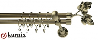 Karnisze Ryflowane Podwójne ELIZA RYFEL 16/16mm antyk mosiądz