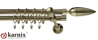 ***Ryflowane Podwójne Karnisze KAZUR RYFEL 16/16mm antyk mosiądz