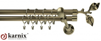 ***Karnisze Ryflowane Podwójne GAŁĄZKA RYFEL  16/16mm antyk mosiądz