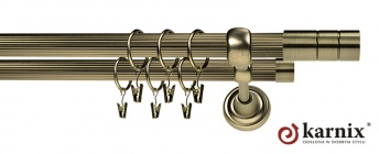 Karnisz CYLINDER RYFEL 25/25mm antyk mosiądz