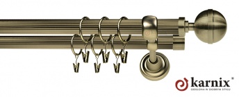 Karnisz KULA ELEGANT RYFEL 25/25mm antyk mosiądz