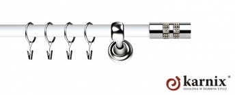 Karnisz Metalowy Prestige 25mm Lanso Crystal INOX - biały