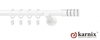 Karnisze nowoczesne NEO na wymiar 19mm Rosetti Crystal biały