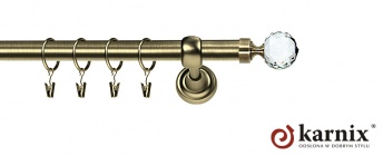 Karnisze Metalowe Rzymskie 25mm Beluna Crystal antyk mosiądz