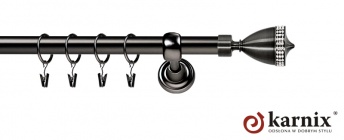 Karnisze Metalowe Rzymskie 25mm Piano Crystal antracyt