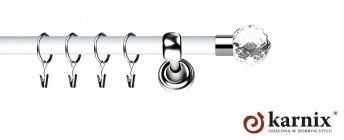 Karnisz Metalowy Prestige 19mm Beluna Crystal INOX - biały