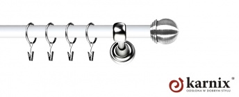 Karnisz Metalowy Prestige 19mm Gałka Max INOX - biały