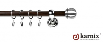Karnisz Metalowy Prestige 19mm Gałka Max INOX - wenge