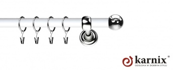 Karnisz Metalowy Prestige 19mm Kula INOX - biały