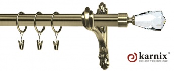 Karnisz stylowy barokko 25mm Travo Crystal antyk mosiądz