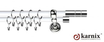 Karnisz Metalowy Prestige 25/19mm Cylinder INOX - biały