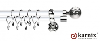 Karnisz Metalowy Prestige 25/19mm Kula INOX - biały