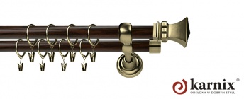 Karnisz Metalowy Prestige 25/19mm Orto Antyk mosiądz - wenge