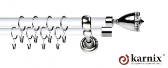 Karnisz Metalowy Prestige 25/19mm Piano Crystal INOX - biały