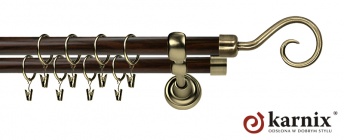 Karnisz Metalowy Prestige 25/19mm Spirala Antyk mosiądz - wenge
