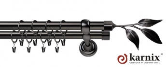 Karnisze Metalowe Rzymskie 19/19mm Liść antracyt