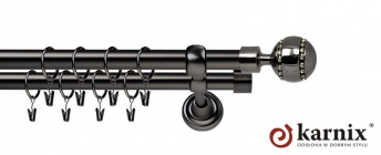 Karnisze Metalowe Rzymskie 19/19mm Pico Crystal antracyt