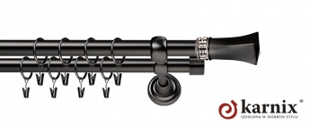 Karnisze Metalowe Rzymskie 19/19mm Santiago Crystal antracyt