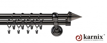 Karnisze Metalowe Rzymskie 19/19mm Stożek antracyt