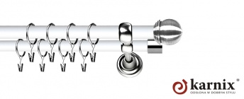 Karnisz Metalowy Prestige 19/19mm Gałka Max INOX - biały