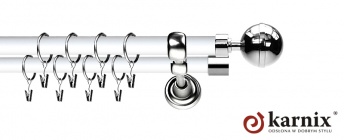 Karnisz Metalowy Prestige 19/19mm Kula Elegant INOX - biały