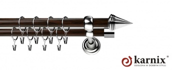 Karnisz Metalowy Prestige 19/19mm Stożek INOX - wenge