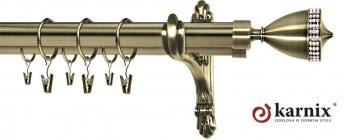 Karnisz stylowy barokko 25/19mm Piano Crystal antyk mosiądz