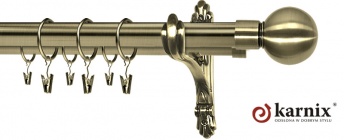 Karnisz stylowy barokko 25/19mm Kula antyk mosiądz